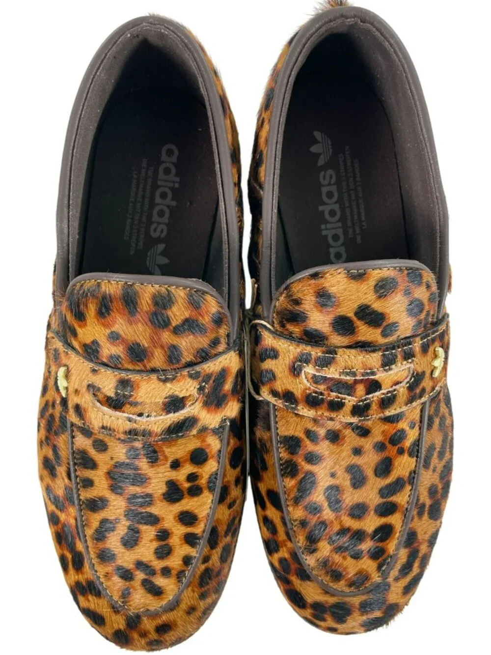 Adidas Handball Spezial Loafer Shoes Leopard Fur Print Brown Women's Size 9 NEW